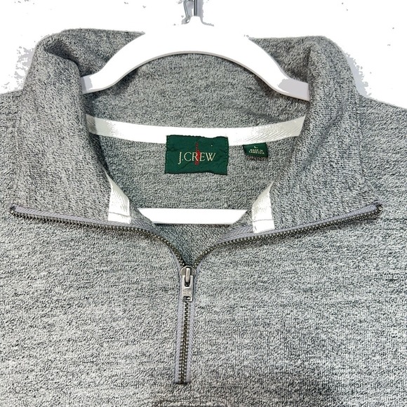 J Crew Sweater Mens Large Gray Oarsman 1/4 Zip Cotton Reimagined Elbow Patch - Picture 3 of 10